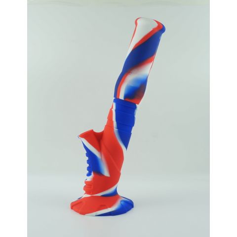 Large Silicone Bong Red White Blue Stripes