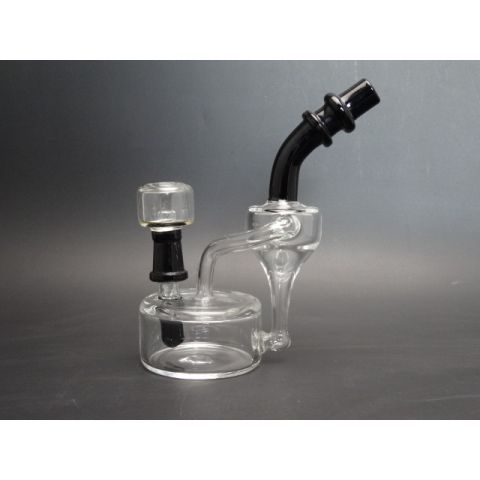 OLS Full Glass Oil Bong Black Accents