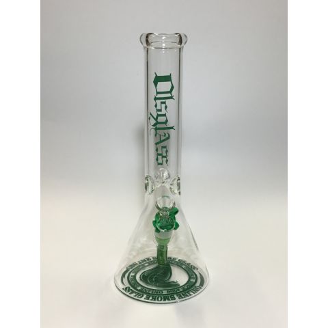 OLS SHOT GLASS BEAKER BONG SLIDER GREEN 35cm