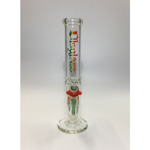 OLS Rasta Logo Straight Tube Bong 35cm