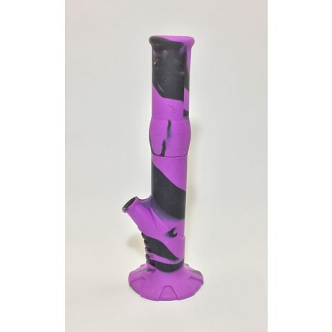 Large Straight Silicone Bong Pink & Black