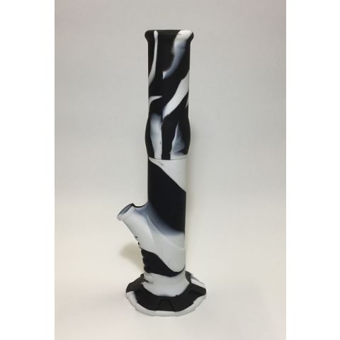 Large Straight Silicone Bong Black & White