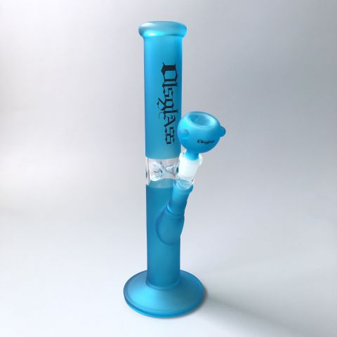 OLS Sand Blasting Straight Tube Bong Neon Blue