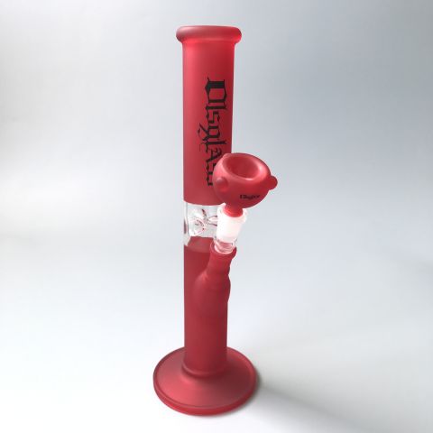 OLS Sand Blasting Straight Tube Bong Neon Red