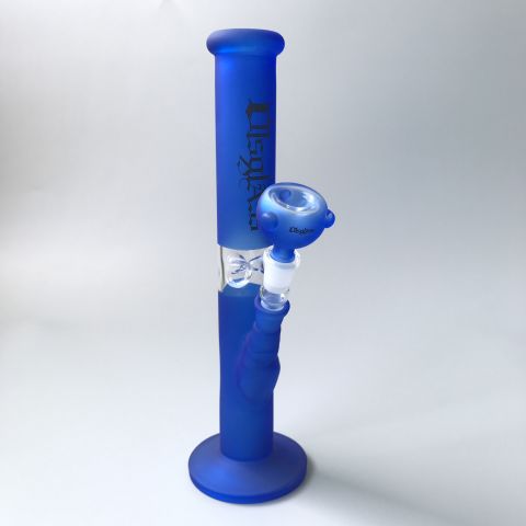 OLS Sand Blasting Straight Tube Bong Neon Lake Blue