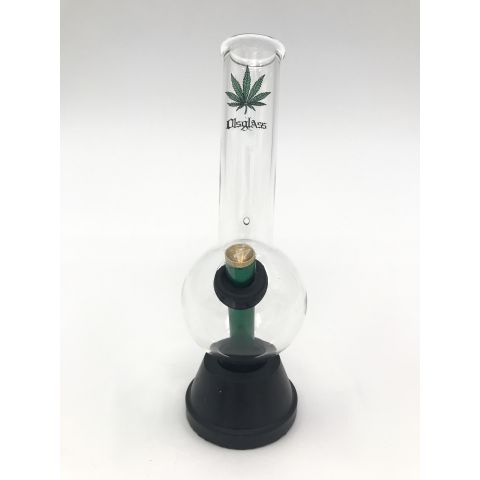 OLS RUBBER BASE GLASS BONG HURRICANE-LEAF