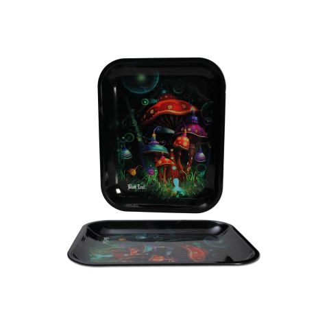 'Black Leaf' Metal Tray 'Mushroom'