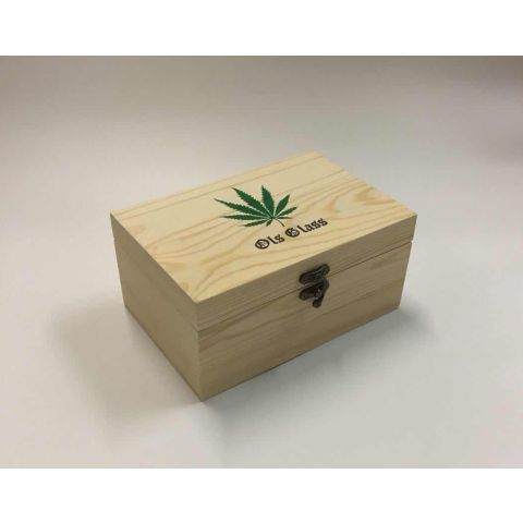 OLS Green Leaves Wooden Storage Box