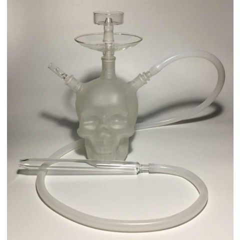 FULL GLASS SANDBLASTING  SKULL HOOKAH WITH LED LIGHT