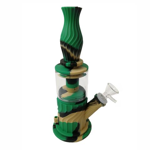 SILICONE BONG WITH GLASS PERCOLATOR