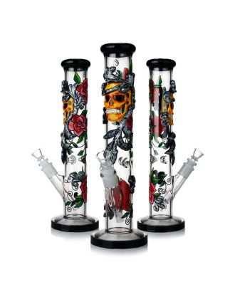 3D Skull Straight Tube Bong 35cm