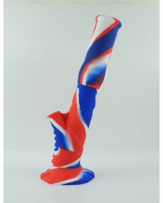 Large Silicone Bong Red White Blue Stripes