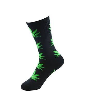 Socks 'In Weed we trust!' black Hempleaf coloured