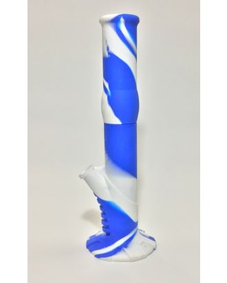 Large Straight Silicone Bong Blue & White