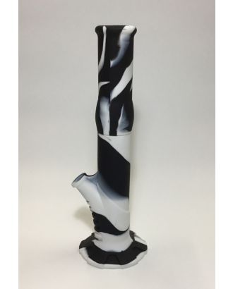 Large Straight Silicone Bong Black & White