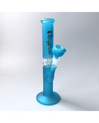 OLS Sand Blasting Straight Tube Bong Neon Blue