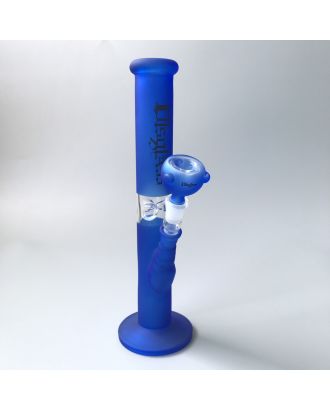 OLS Sand Blasting Straight Tube Bong Neon Lake Blue