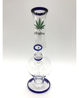 OLS FULL GLASS BONG BIG MOUTH BLUE BUBBLER