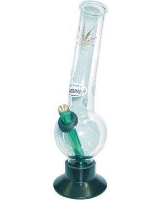 Glass bong gold/green leaft bent bubble