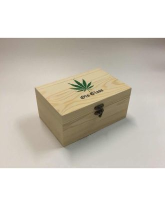 OLS Green Leaves Wooden Storage Box